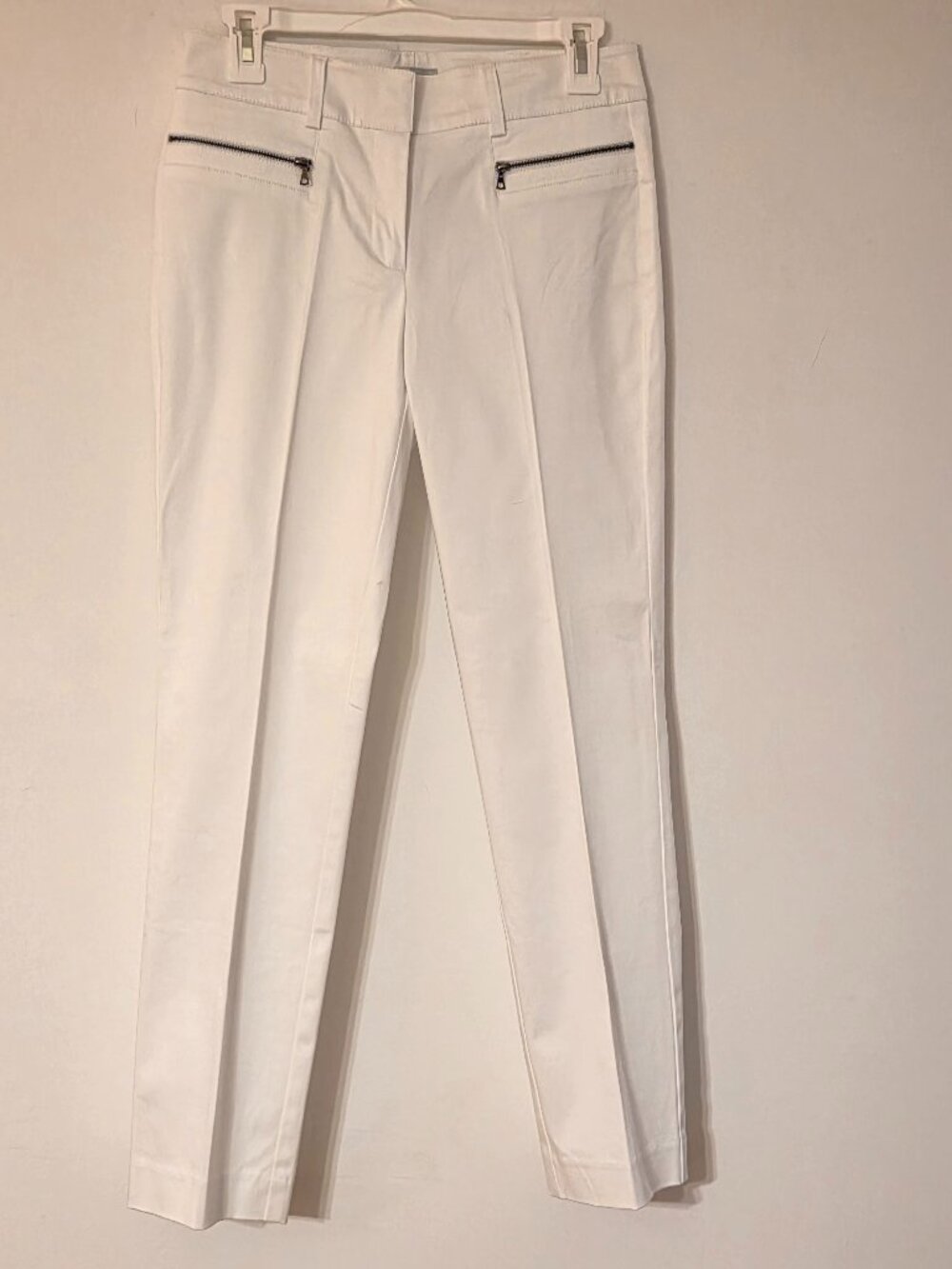 Cache White Zipper Pocket Rear Ankle Pleat Pants